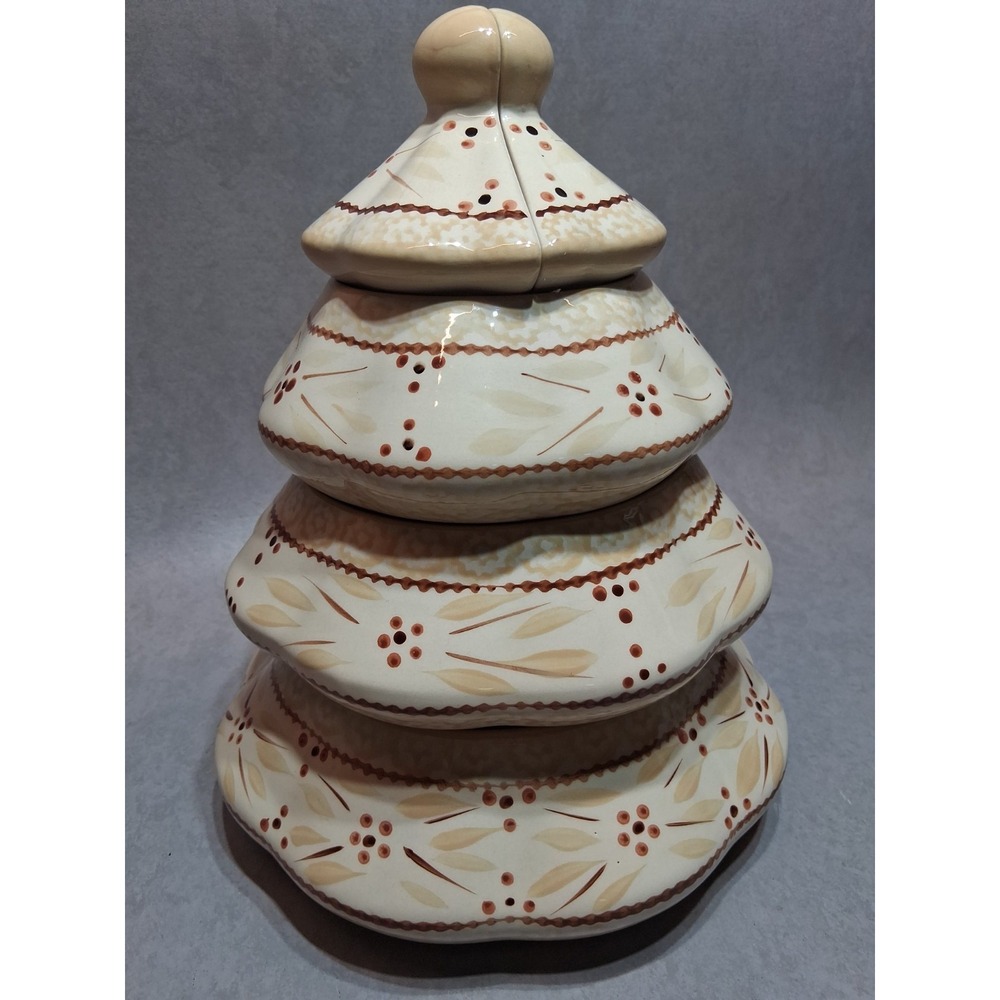 Temp-Tations Old World Cream Tiered Christmas Tree Baking Dish Set- 5 Pieces